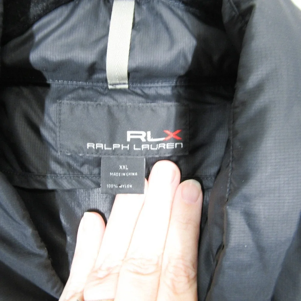 RLX Ralph Lauren Mens XXL Black Nylon Full Zip Windbreaker Jacket RLX67/10
